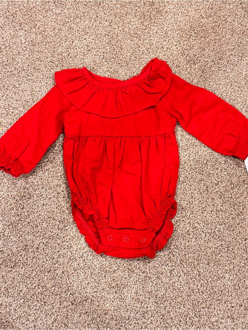 Red Long-Sleeve Ruffle Baby Onesie